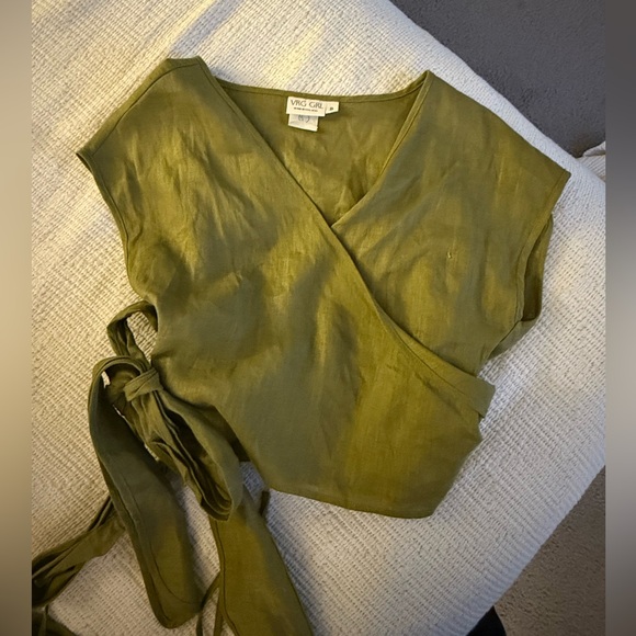 NWT VEG GRL Sea Glass Linen Wrap Top & Skirt - Picture 3 of 6
